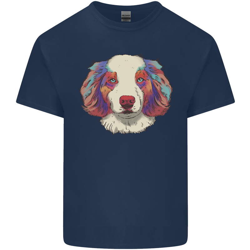 Australian Shepherd Dog Mens Cotton T-Shirt Tee Top Navy Blue