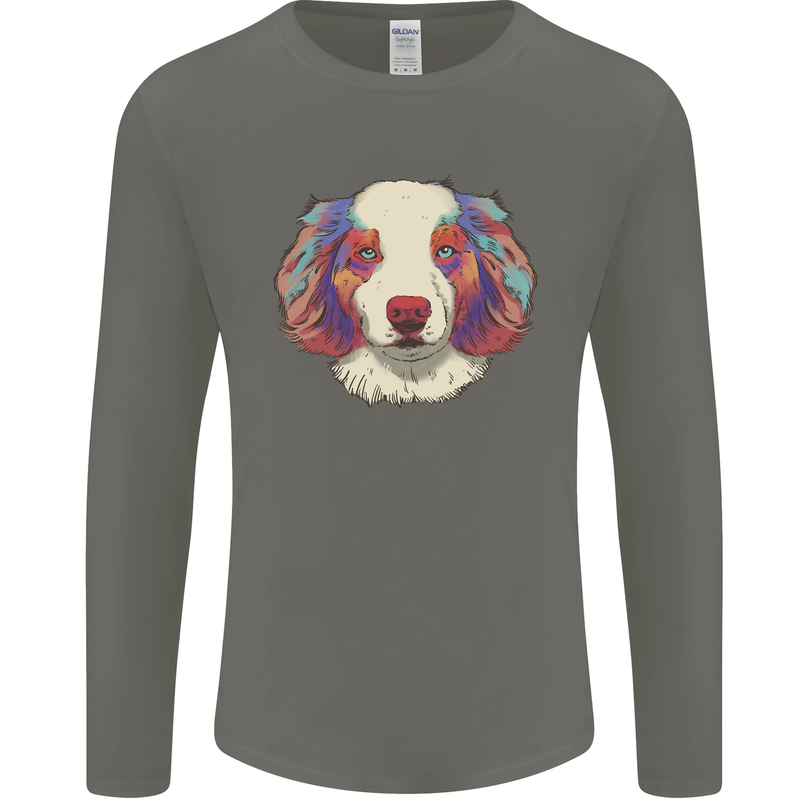 Australian Shepherd Dog Mens Long Sleeve T-Shirt Charcoal
