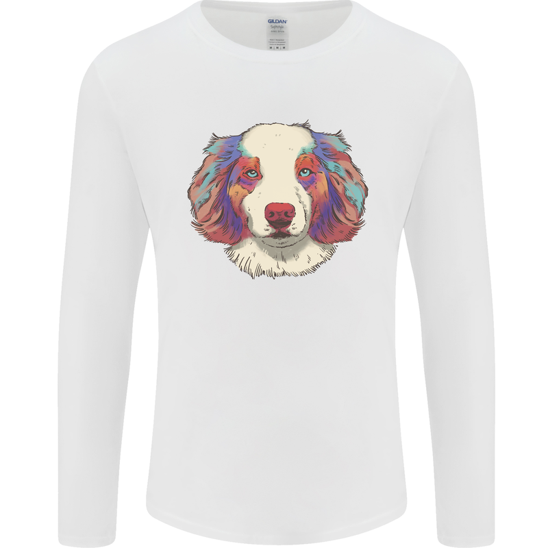 Australian Shepherd Dog Mens Long Sleeve T-Shirt White