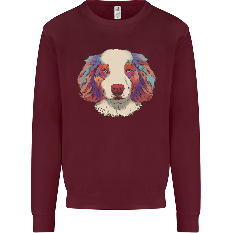 Australian Shepherd Dog Mens Sweatshirt Jumper Maroon