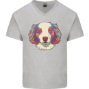 Australian Shepherd Dog Mens V-Neck Cotton T-Shirt Sports Grey