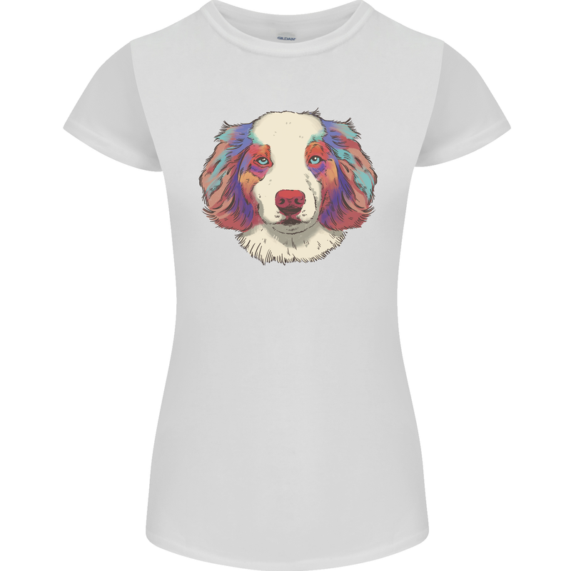 Australian Shepherd Dog Womens Petite Cut T-Shirt White