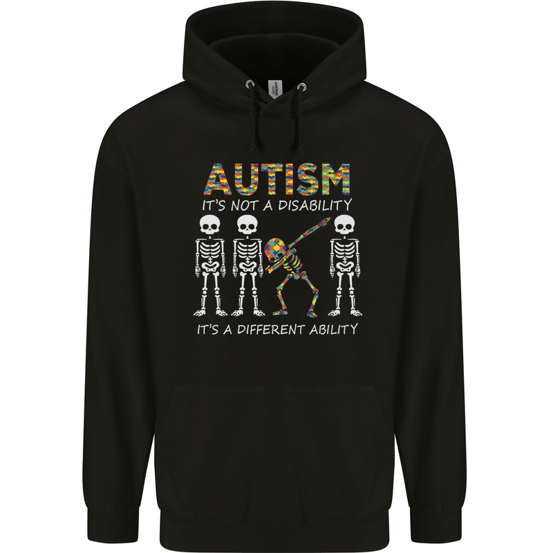Autism A Different Ability Autistic ASD Mens 80% Cotton Hoodie Black
