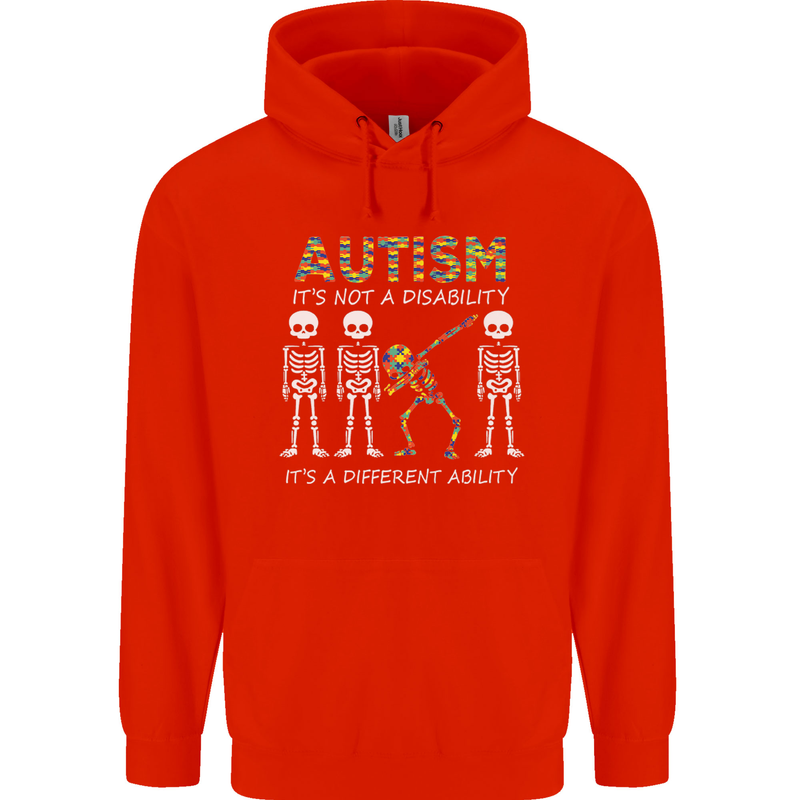 Autism A Different Ability Autistic ASD Mens 80% Cotton Hoodie Bright Red