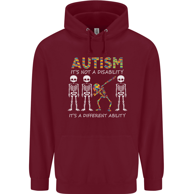 Autism A Different Ability Autistic ASD Mens 80% Cotton Hoodie Maroon