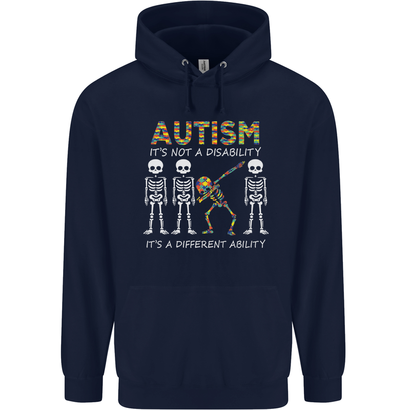 Autism A Different Ability Autistic ASD Mens 80% Cotton Hoodie Navy Blue