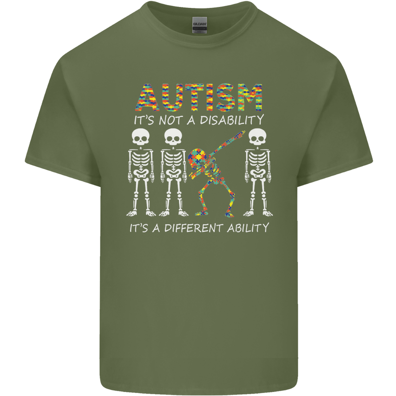 Autism A Different Ability Autistic ASD Mens Cotton T-Shirt Tee Top Military Green