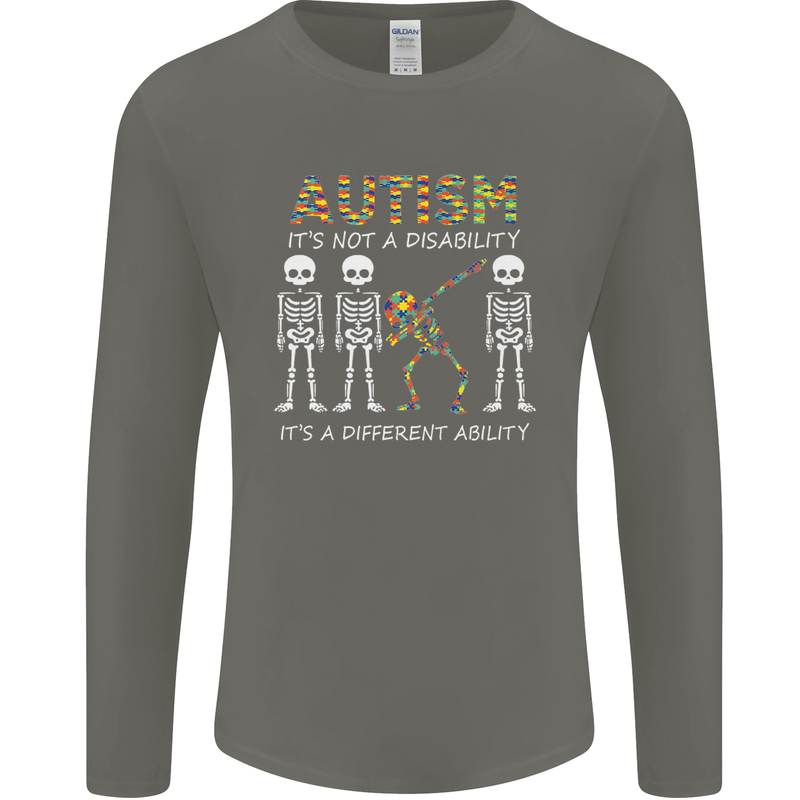 Autism A Different Ability Autistic ASD Mens Long Sleeve T-Shirt Charcoal