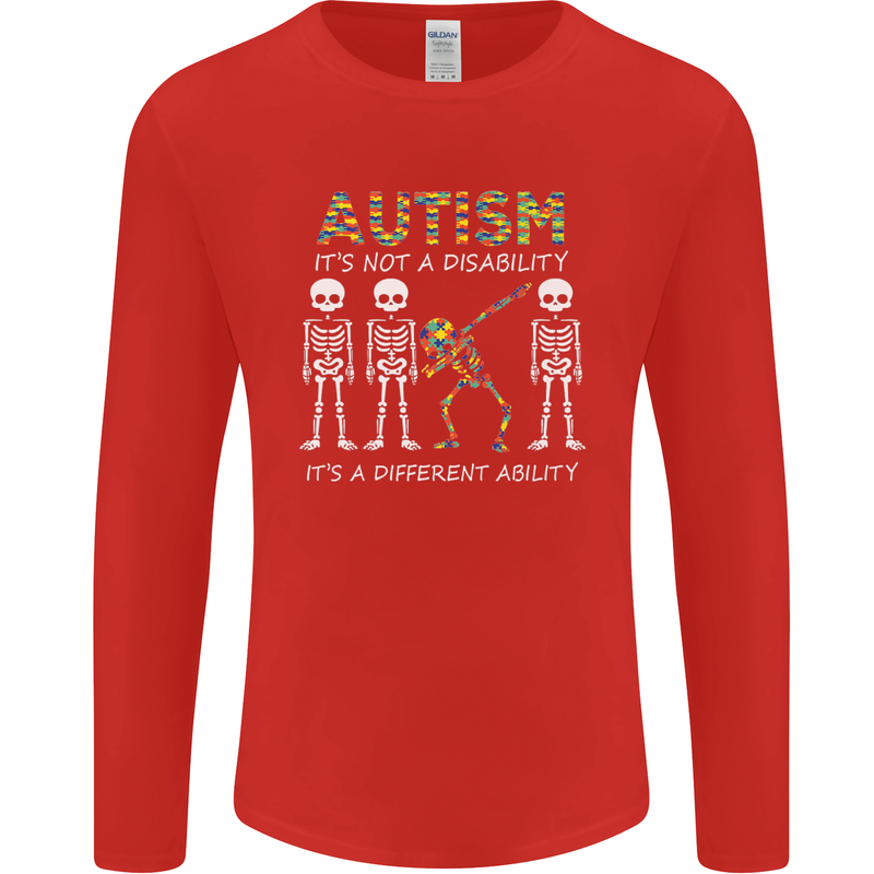 Autism A Different Ability Autistic ASD Mens Long Sleeve T-Shirt Red