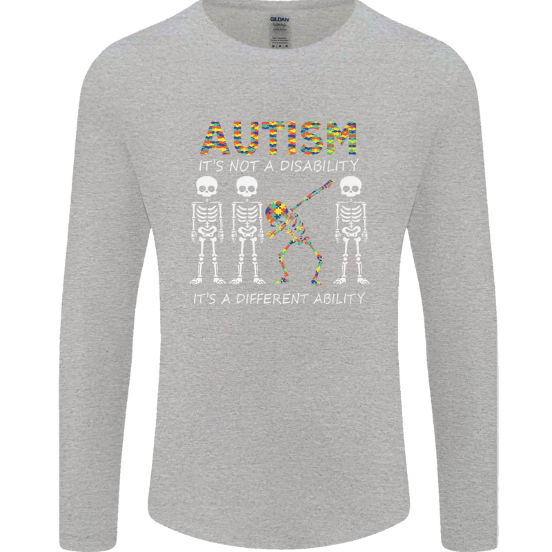 Autism A Different Ability Autistic ASD Mens Long Sleeve T-Shirt Sports Grey