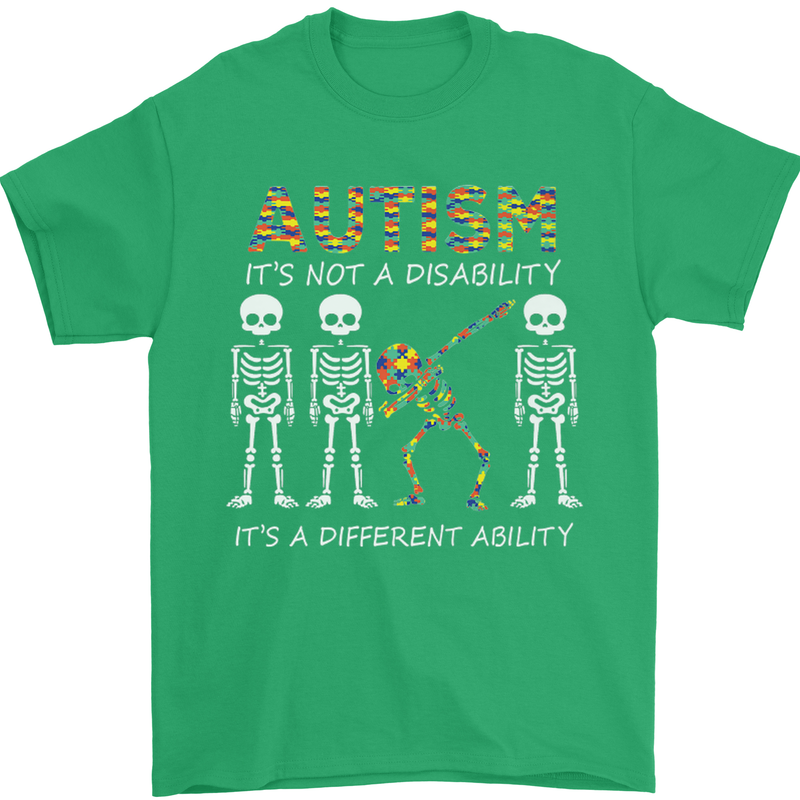 Autism A Different Ability Autistic ASD Mens T-Shirt Cotton Gildan Irish Green