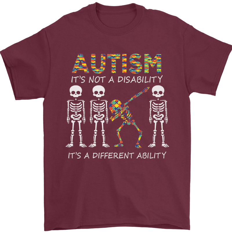 Autism A Different Ability Autistic ASD Mens T-Shirt Cotton Gildan Maroon