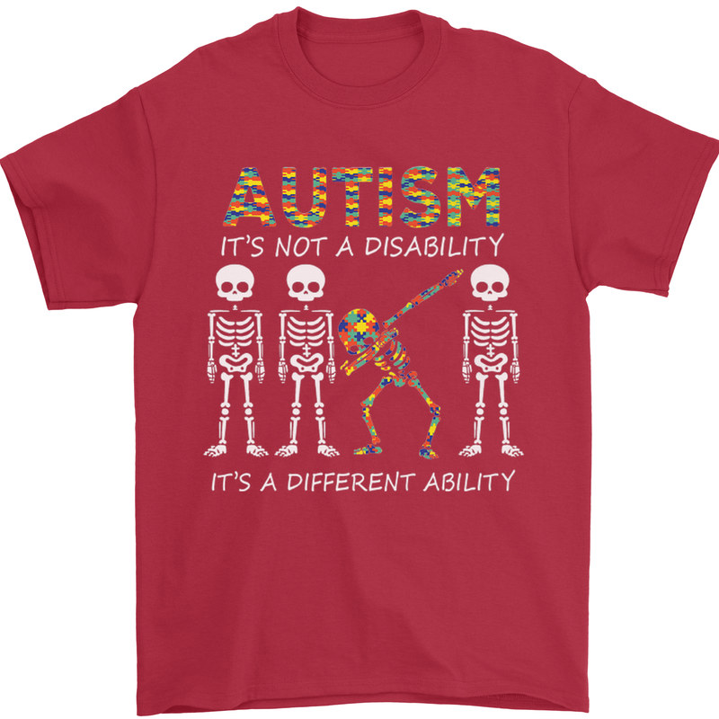 Autism A Different Ability Autistic ASD Mens T-Shirt Cotton Gildan Red