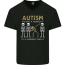 Autism A Different Ability Autistic ASD Mens V-Neck Cotton T-Shirt Black
