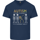 Autism A Different Ability Autistic ASD Mens V-Neck Cotton T-Shirt Navy Blue