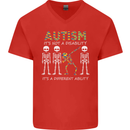 Autism A Different Ability Autistic ASD Mens V-Neck Cotton T-Shirt Red