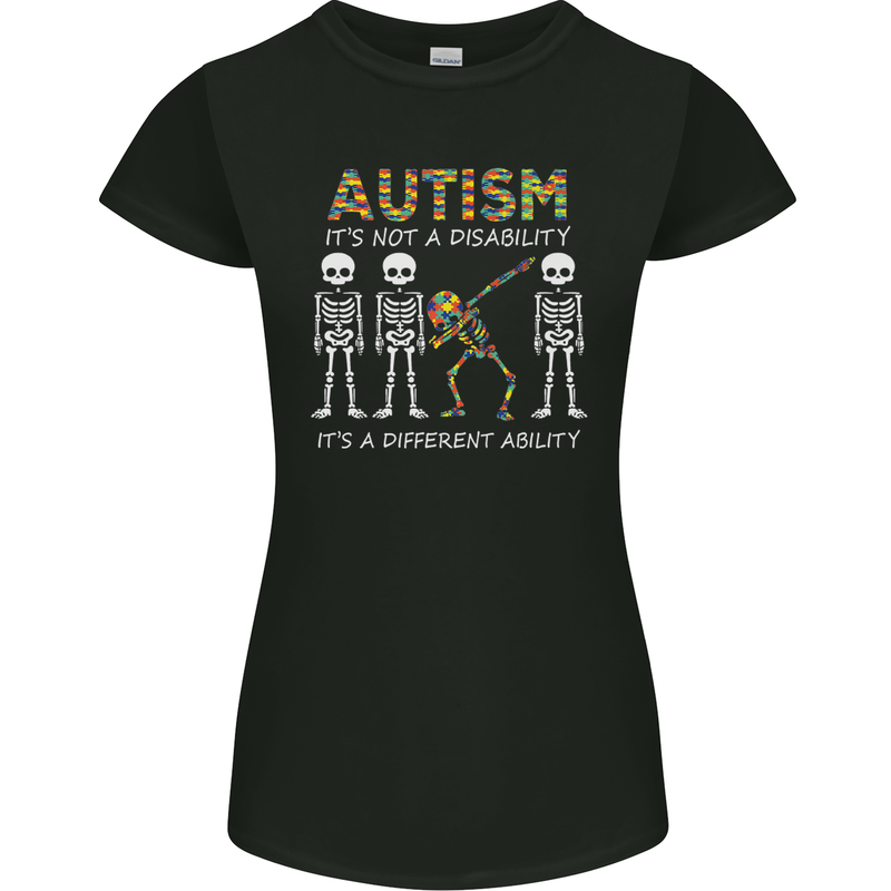 Autism A Different Ability Autistic ASD Womens Petite Cut T-Shirt Black