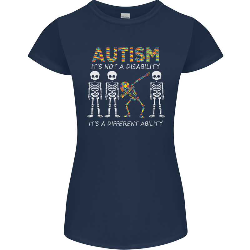 Autism A Different Ability Autistic ASD Womens Petite Cut T-Shirt Navy Blue