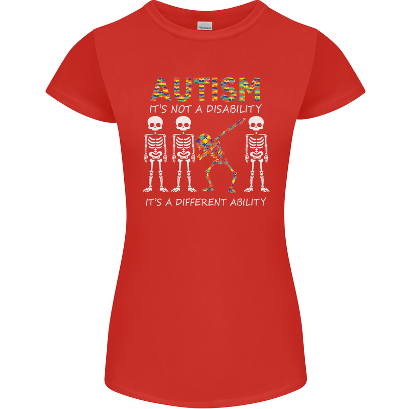 Autism A Different Ability Autistic ASD Womens Petite Cut T-Shirt Red