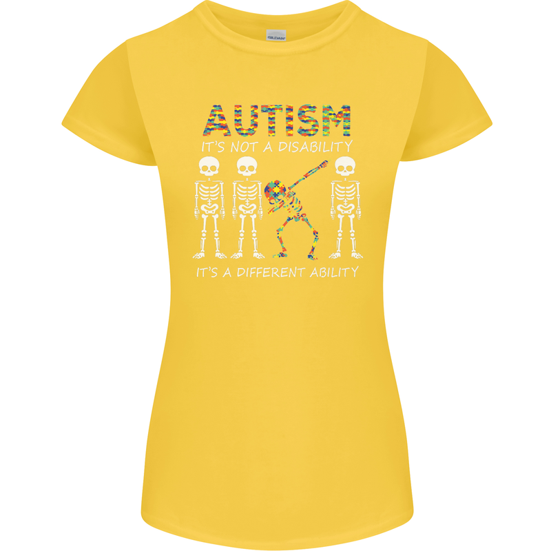 Autism A Different Ability Autistic ASD Womens Petite Cut T-Shirt Yellow