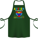Autism Awareness Autistic Love Accept ASD Cotton Apron 100% Organic Forest Green