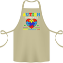 Autism Awareness Autistic Love Accept ASD Cotton Apron 100% Organic Khaki