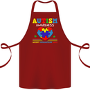 Autism Awareness Autistic Love Accept ASD Cotton Apron 100% Organic Maroon