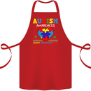 Autism Awareness Autistic Love Accept ASD Cotton Apron 100% Organic Red