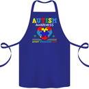 Autism Awareness Autistic Love Accept ASD Cotton Apron 100% Organic Royal Blue