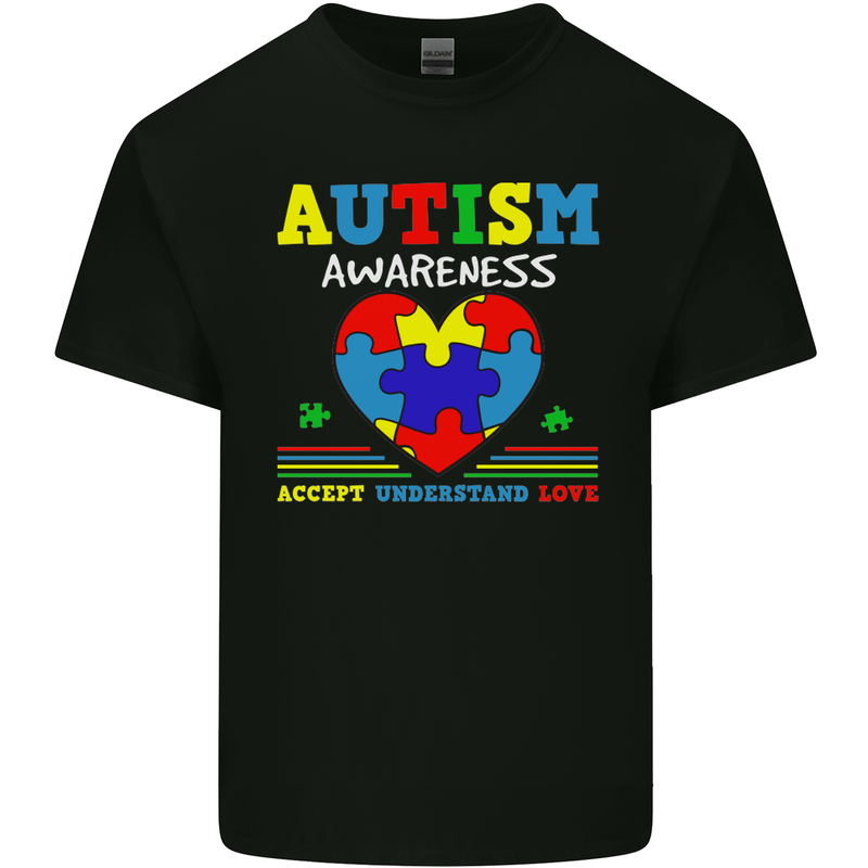 Autism Awareness Autistic Love Accept ASD Kids T-Shirt Childrens Black