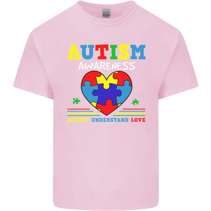 Autism Awareness Autistic Love Accept ASD Kids T-Shirt Childrens Light Pink