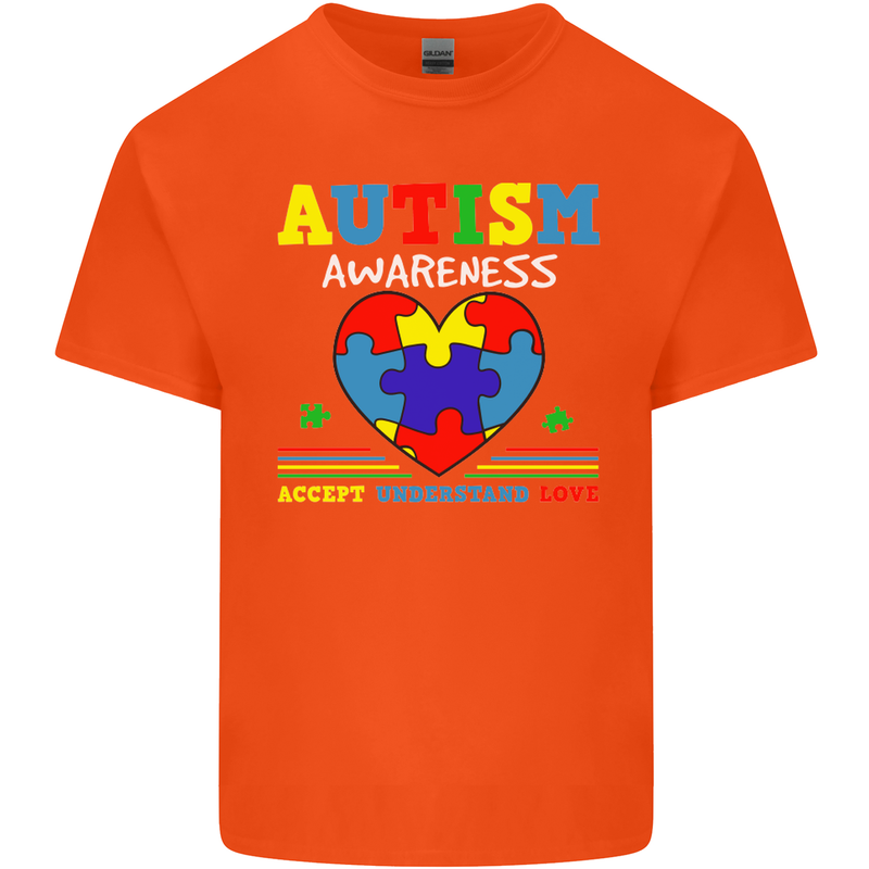 Autism Awareness Autistic Love Accept ASD Kids T-Shirt Childrens Orange