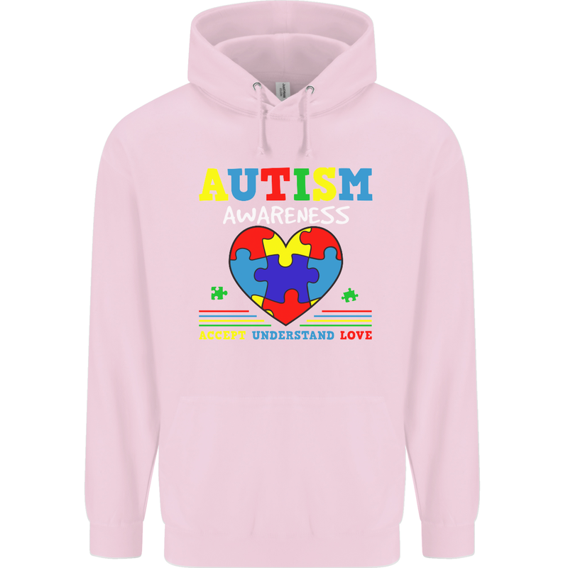 Autism Awareness Autistic Love Accept ASD Mens 80% Cotton Hoodie Light Pink