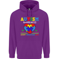 Autism Awareness Autistic Love Accept ASD Mens 80% Cotton Hoodie Purple