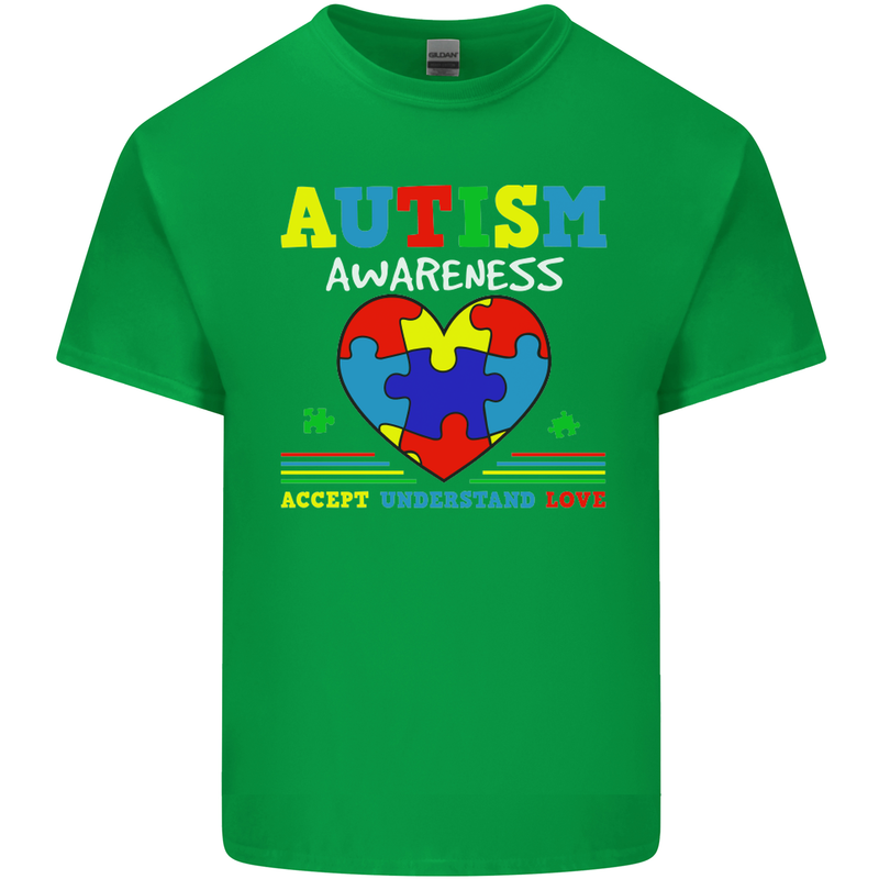 Autism Awareness Autistic Love Accept ASD Mens Cotton T-Shirt Tee Top Irish Green