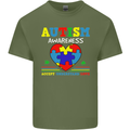 Autism Awareness Autistic Love Accept ASD Mens Cotton T-Shirt Tee Top Military Green