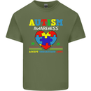 Autism Awareness Autistic Love Accept ASD Mens Cotton T-Shirt Tee Top Military Green