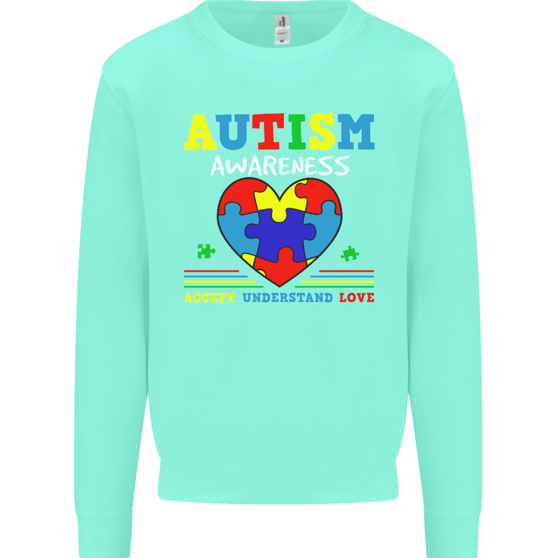 Autism Awareness Autistic Love Accept ASD Mens Sweatshirt Jumper Peppermint