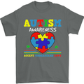 Autism Awareness Autistic Love Accept ASD Mens T-Shirt Cotton Gildan Charcoal