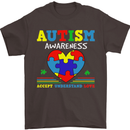 Autism Awareness Autistic Love Accept ASD Mens T-Shirt Cotton Gildan Dark Chocolate