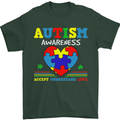 Autism Awareness Autistic Love Accept ASD Mens T-Shirt Cotton Gildan Forest Green