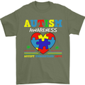 Autism Awareness Autistic Love Accept ASD Mens T-Shirt Cotton Gildan Military Green
