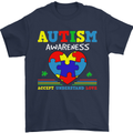 Autism Awareness Autistic Love Accept ASD Mens T-Shirt Cotton Gildan Navy Blue