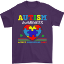Autism Awareness Autistic Love Accept ASD Mens T-Shirt Cotton Gildan Purple