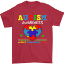 Autism Awareness Autistic Love Accept ASD Mens T-Shirt Cotton Gildan Red