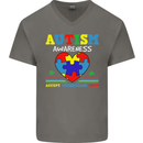 Autism Awareness Autistic Love Accept ASD Mens V-Neck Cotton T-Shirt Charcoal
