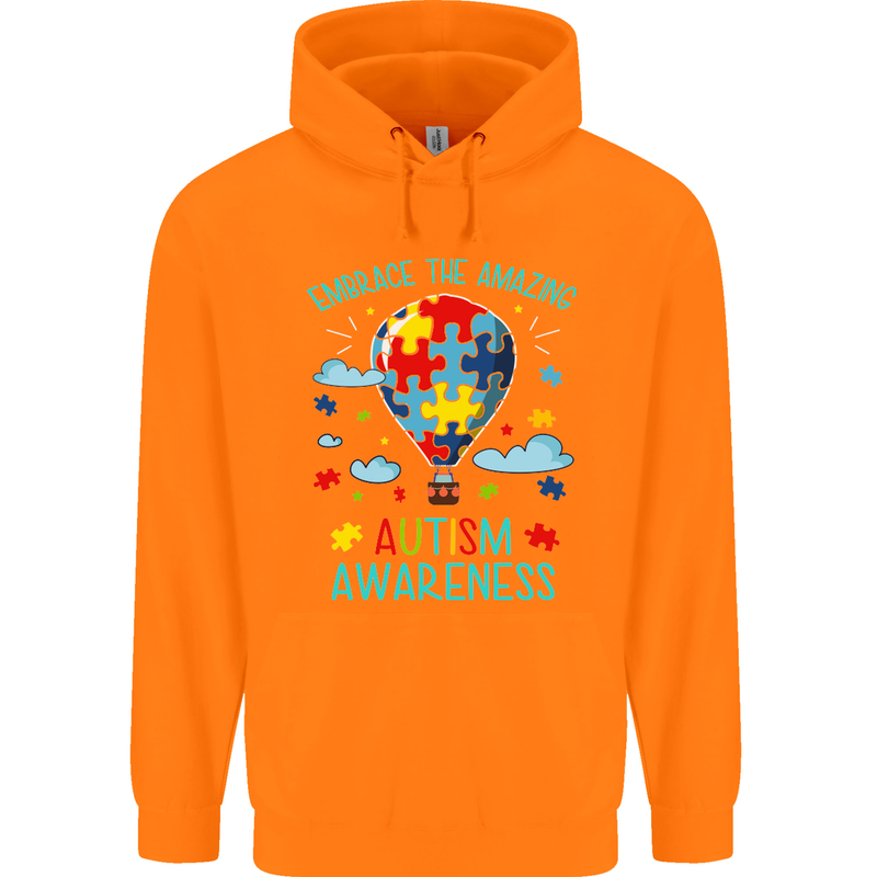 Autism Awareness Embrace Amazing Autistic Childrens Kids Hoodie Orange