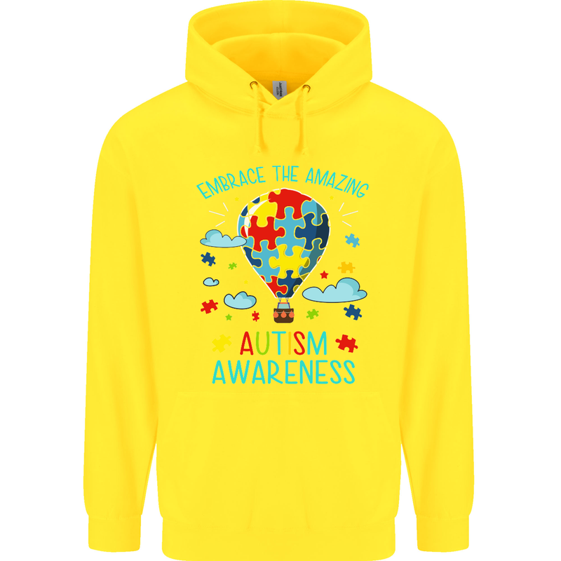Autism Awareness Embrace Amazing Autistic Childrens Kids Hoodie Yellow