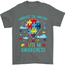 Autism Awareness Embrace Amazing Autistic Mens T-Shirt Cotton Gildan Charcoal