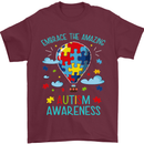 Autism Awareness Embrace Amazing Autistic Mens T-Shirt Cotton Gildan Maroon